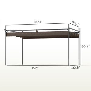 Pergola Retrattile in Metallo Impermeabile 3x4m per Giardino, Patio, Terrazza, Cortile, Ville e Cortili - Marrone - Product Image 3