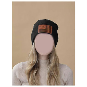 American Flag Beanie <b>Hat</b> for <b>Men</b> and Women Leather USA Flag Tactical Gear <b>Winter</b> Warm Knit Beanie Cap - Product Image 5