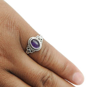 Latest Design <b>Ring</b> Made of 925 Sterling Silver <b>Fine</b> <b>Ring</b> Handmade Bohemian Minimalist Jewelry With Oval Cut Amethyst Gemstone - Product Image 2