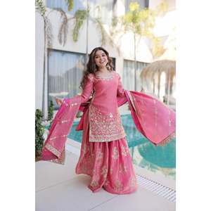 For Fendi Crush Zari Sequin Embroidered Palazzo Set for Women Party Wear - Product Image 4