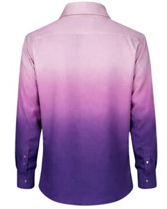Camisa Formal para Hombre en Degradado Morado Lavanda, Algodón Premium, Manga Larga, Cierre de Botones, Estilo Casual Elegante, Fabricante Personalizado, Suministro al por Mayor - Product Image 2