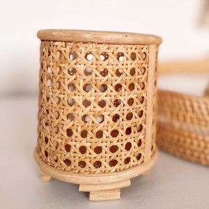 Rattan pencil case stand for girls hand-weave pen holder basket <b>table</b> top desk space storage - Product Image 6