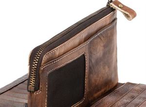 Portefeuille unisexe en cuir pleine fleur véritable, vintage, rétro, vieilli, porte-cartes, portefeuille à trois volets, pochette en cuir Crazy Horse, LSW-0027, long - Product Image 6