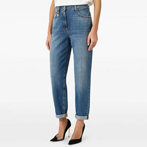 Jean Skinny à Ourlet Plié pour Femme, Pantalon en Denim Coupe Slim Style Streetwear, Jean Droit Lavé Élégant, Fabricant Direct, Faible MOQ - Product Image 1