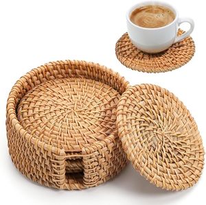 Round Rattan <b>Coaster</b> Handwoven <b>Drink</b> <b>Coaster</b> for Home Kitchen Bar Eco Friendly Wholesale Manufacturer in Vietnam - Product Image 1
