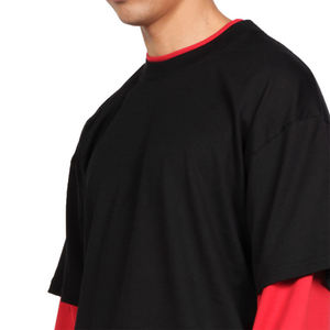 Camiseta de Hombre Oversize de Color Liso, Manga Corta, Cuello Redondo, Ribete en Contraste, Estilo Casual, 100% Algodón Jersey - Product Image 5