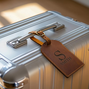 Personalized Genuine Leather Luggage <b>Tags</b> Travel Bag Labels Privacy Cover <b>Suitcase</b> Name <b>Tags</b> Bulk Event LMP-0248 - Product Image 1