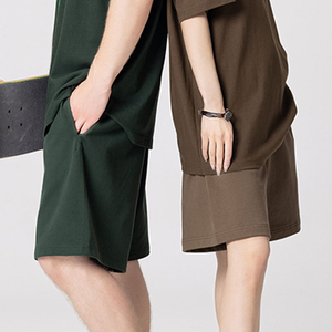 Pantalones Cortos Deportivos Casuales para Hombre, con Logotipo Personalizado, Lavado Ácido, de Algodón Transpirable, con Cordón Ajustable en la Cintura, Color Sólido - Product Image 4