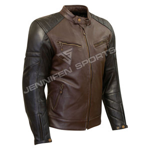 Veste en cuir de vache véritable pour hommes, design personnalisé bicolore, nouvelle collection, haute qualité, veste de moto - Product Image 2