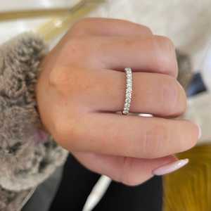 14k 18k Real Gold <b>925</b> <b>Silver</b> 1 Ctw Round Lab Grown Diamond Stackable <b>Ring</b> Pave Solitaire Wedding Half Eternity Band Manufacture - Product Image 2