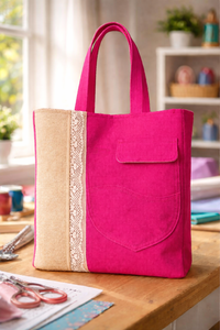 Bolsa de Mano Personalizada de Lona Juco para Mujer, con Cierre Abierto, Color Sólido, Ecológica y Reutilizable para Compras - Product Image 4