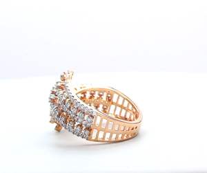 Wholesale 14k Rose Gold <b>Open</b> Crossover Diamond <b>Ring</b> IGI Certified Contemporary Multi Row Lab Grown Diamond Statement Jewelry - Product Image 5