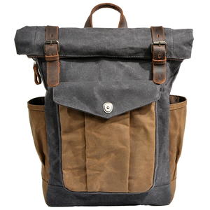 Vintage Wax Canvas Roll Top <b>Backpack</b> Laptop Travel Rucksack Large Capacity <b>Computer</b> Bag for Hiking Daily Use - Product Image 1