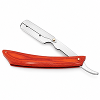 Rasoir de barbier avec manche en bois de Pakka rouge, lame en acier inoxydable, outil de rasage, logo personnalisé, service OEM