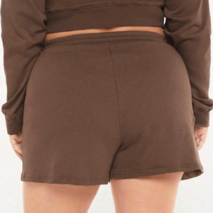 Shorts de Cintura Alta de Lona Tejida con Detalle de Botones, Color Sólido, Transpirables, Cintura Elástica, Casuales para Mujer - Product Image 2