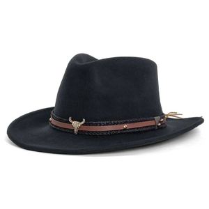 Sombreros Vaqueros de Cuero Genuino para Hombre y Mujer, Estilo Fedora Gambler - Product Image 1