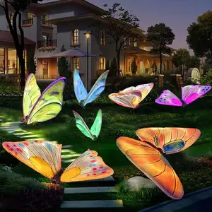 Fibre de verre Renforcé En Plastique Coloré LED Solaire Lumières Colibri Papillon Forme Extérieure Cour Jardin Fenêtre Maison Accessoires