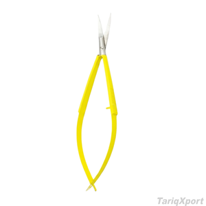 Tijeras Rectas Profesionales de Acero Inoxidable con Mango Recubierto en Amarillo para Extensión de Pestañas y Recorte de Cejas - Product Image 5