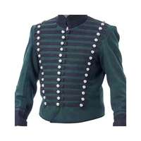 Veste militaire noire pour homme, broderie dorée imprimée, col montant, manches longues, fermeture boutonnée, coupe classique, adulte, été, printemps