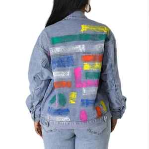 Chaquetas Vaqueras Personalizadas de Estilo Urbano para Mujer, Chaqueta Vaquera 2026, Fabricante de Chaquetas Vaqueras Pintadas - Product Image 4