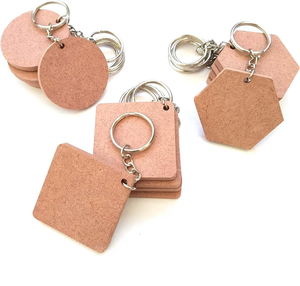 MDF Keychain Sublimation Wood MDF Keychain Blanks <b>Keyring</b> Double Sided Sublimation Blank 2x2 Inch - Product Image 3
