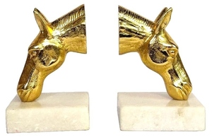 New design Horse Head Bookend Set with Marble Base Decorative Metal Animal Sculpture <b>Book</b> Holder Custom Size Finish New design - Product Image 5