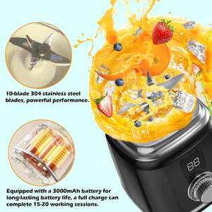 เครื่องปั่นแบบพกพาขนาด 600 มล. ชาร์จผ่าน USB ปลอดสาร BPA สำหรับทำสมูทตี้ คั้นน้ำผลไม้ บดน้ำแข็ง ผสมเครื่องดื่ม ใช้ในบ้าน แบตเตอรี่ 3000mAh - Product Image 5