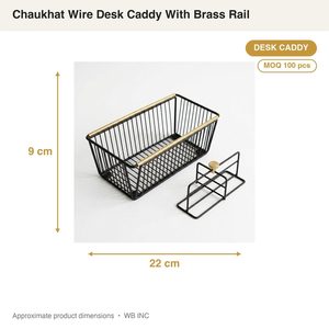 Organizador de Escritorio de Hierro Negro Hecho a Mano de 22 cm con Divisor de Latón, Alambre y Riel Chaukhat para Decoración del Hogar y Organización de Hoteles - Product Image 4