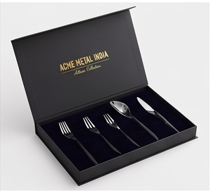 Ensemble de couverts en acier inoxydable noir PVD à double tonalité, finition miroir, pour cuisines, hôtels, cafés et salles à manger élégantes - Product Image 4