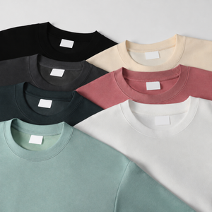 T-shirts personnalisés à col rond et manches courtes en coton épais de haute qualité, coupe unisexe régulière, anti-boulochage, 240g, sérigraphie - Product Image 1
