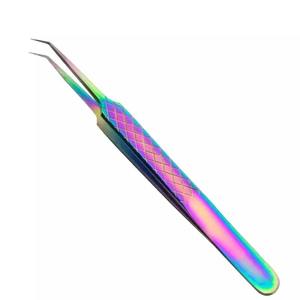 Pince à épiler sourcils courbée DANTRIC IMPLANTS en acier inoxydable, poignée diamant, style moderne, fine, durable, pointe affûtée - Product Image 1