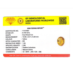 พลอยซิทรีนรูปไข่3.65กะรัตอัญมณีหลวมเครื่องประดับทองชั้นดี - Product Image 4