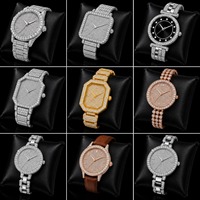 Montre de luxe à diamants glacés, boîtier ovale en acier inoxydable argenté, bracelet maille milanaise, mouvement quartz ETA, montre-bracelet habillée pour hommes et femmes