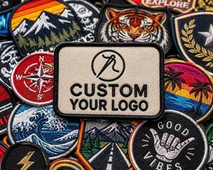 Écussons tissés brodés avec logo personnalisé, rectangulaires, à thermocoller sur tissu, pour vêtements - Product Image 1