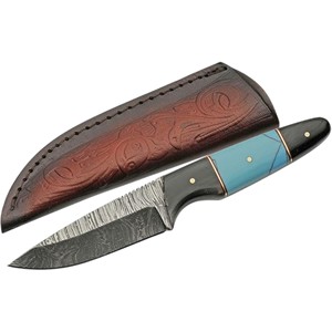 Cuchillo de Caza de Acero de Damasco Hecho a Mano con Mango de Resina Epoxi de 8 Pulgadas, OEM/ODM, Garantía de 3 Años - Product Image 1