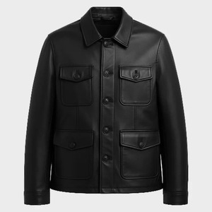 Vintage-Style Brown Leather Safari <b>Jacket</b>, Handcrafted <b>Utility</b> Coat for <b>Men</b> - Product Image 1