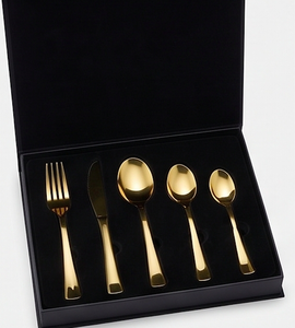 Ensemble de couverts en or mat fini, idéal pour une utilisation formelle dans les restaurants, les hôtels et les tables de réception haut de gamme. - Product Image 6
