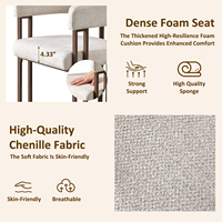 Ensemble de 2 chaises de salle à manger modernes rembourrées avec dossier ouvert incurvé et pieds en métal beige pour cuisine, salle à manger et restaurant