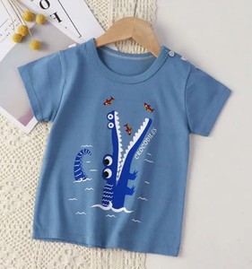 T-shirt à manches courtes pour garçons, col rond, 100% coton, décontracté, été - Product Image 4