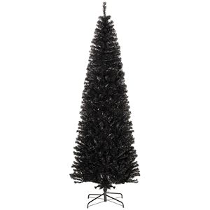 "8 FT Slim Black Christmas <b>Tree</b> with Warm LED <b>Lights</b> & Stand 1168 Tips for Indoor Holiday Decorations" - Product Image 1