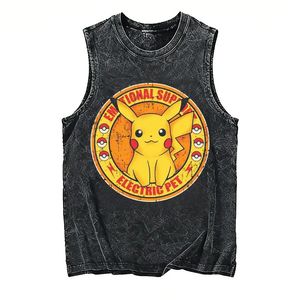 Débardeur Homme Vintage Délavé pour la Gym, T-shirt sans Manches Été 2026, Imprimé Ramen, Streetwear Décontracté Ample - Product Image 4