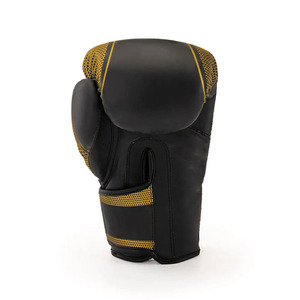 Gants d'entraînement de boxe professionnels, noir et jaune, en maille respirante, fermeture Velcro, équipement de sparring pour adultes, 12 oz - Product Image 3