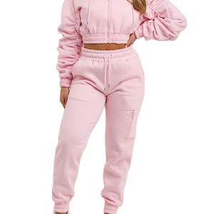 Conjunto Deportivo de 2 Piezas para Mujer, Sudadera Corta Estilo Vintage, Pantalones Joggers, Felpa Transpirable 100% - Product Image 3