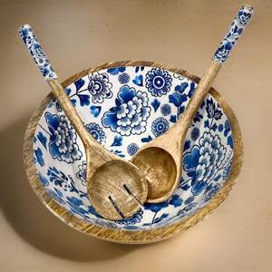 Tazón de Madera de Diseño Contemporáneo Hecho a Mano, Libre de BPA y Plomo, Duradero, Sin Recubrimiento, Ecológico, para Servir Ensaladas - Product Image 1