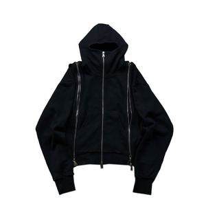 Streetwear OEM à la mode personnalisé, sweats à capuche vintage à fermeture éclair et manches zippées en éponge française pour hommes - Product Image 6