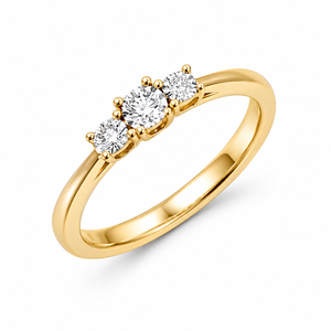Anillo de Compromiso de Oro Amarillo de 14K con Tres Diamantes |   Anillo de Diamantes Redondos Brillantes Naturales para Mujer, Regalo de Aniversario o Boda - Product Image 1