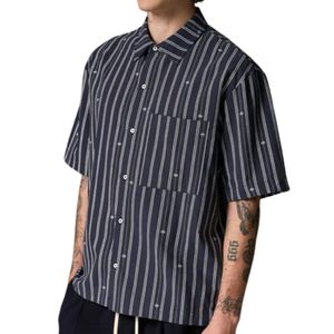 Camisa de Hombre con Rayas Verticales, Manga Corta, Cierre de Botones, Informal, Ligera, Tejida, para Verano, Suministro al por Mayor OEM - Product Image 4