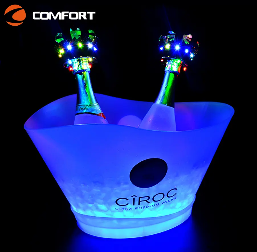 Offre Spéciale haute qualité grande capacité batteries rechargeables étanche bière vin champagne acrylique transparent led seau à glace