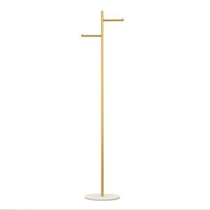 Appendiabiti Autoportante in Metallo Dorato con Base in Marmo, Appendiabiti Multiuso per Camera da Letto e Conservazione Cappelli - Product Image 2