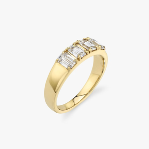 Bague en diamant de laboratoire taille émeraude, or jaune 14 carats plaqué rhodium, certifiée IGI, style tétraédrique, pour mariage, fête, luxe moderne - Product Image 4